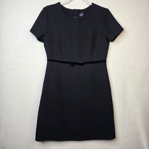 GAP vintage 90s y2k solid black dress with velvet bow sz 4